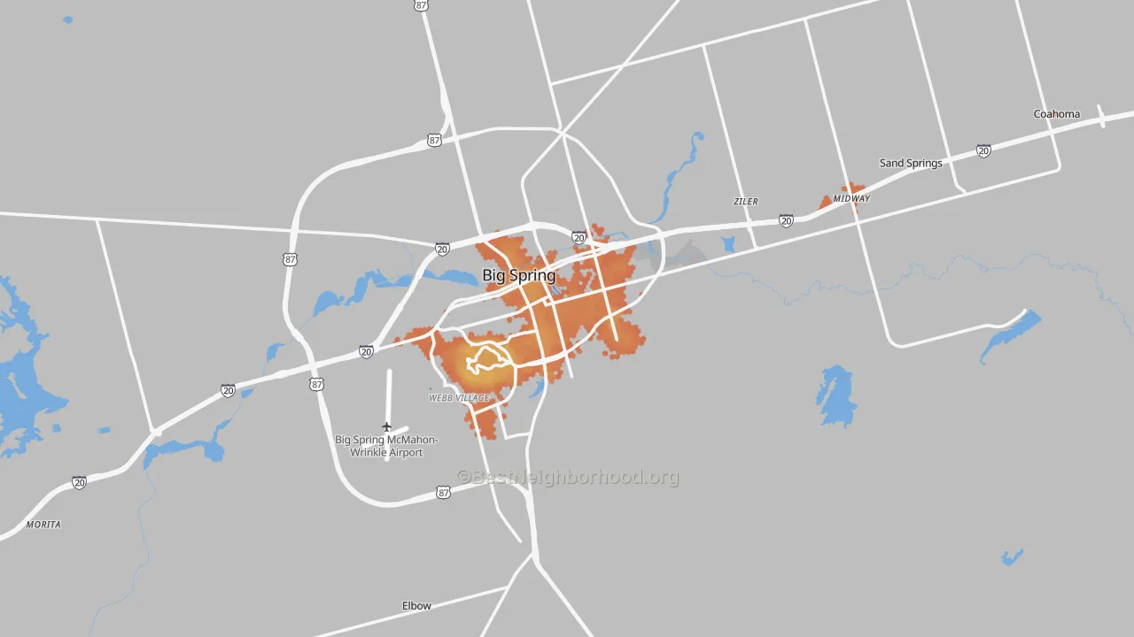 Bike Grade map of Howard County, TX