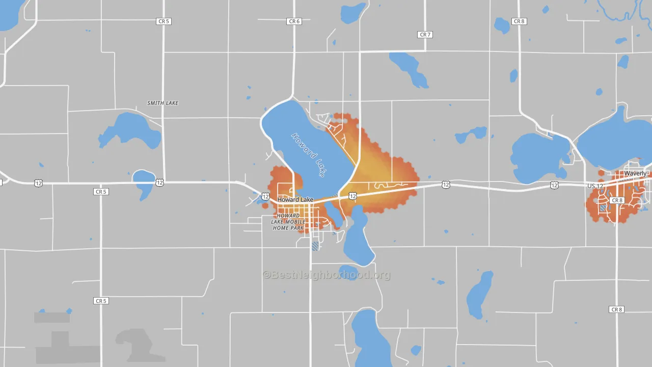 Bike Grade map of Howard Lake, MN