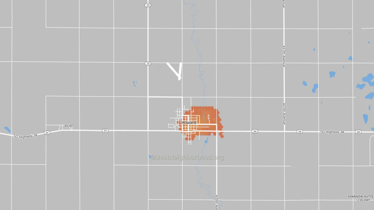 Bike Grade map of Howard, SD