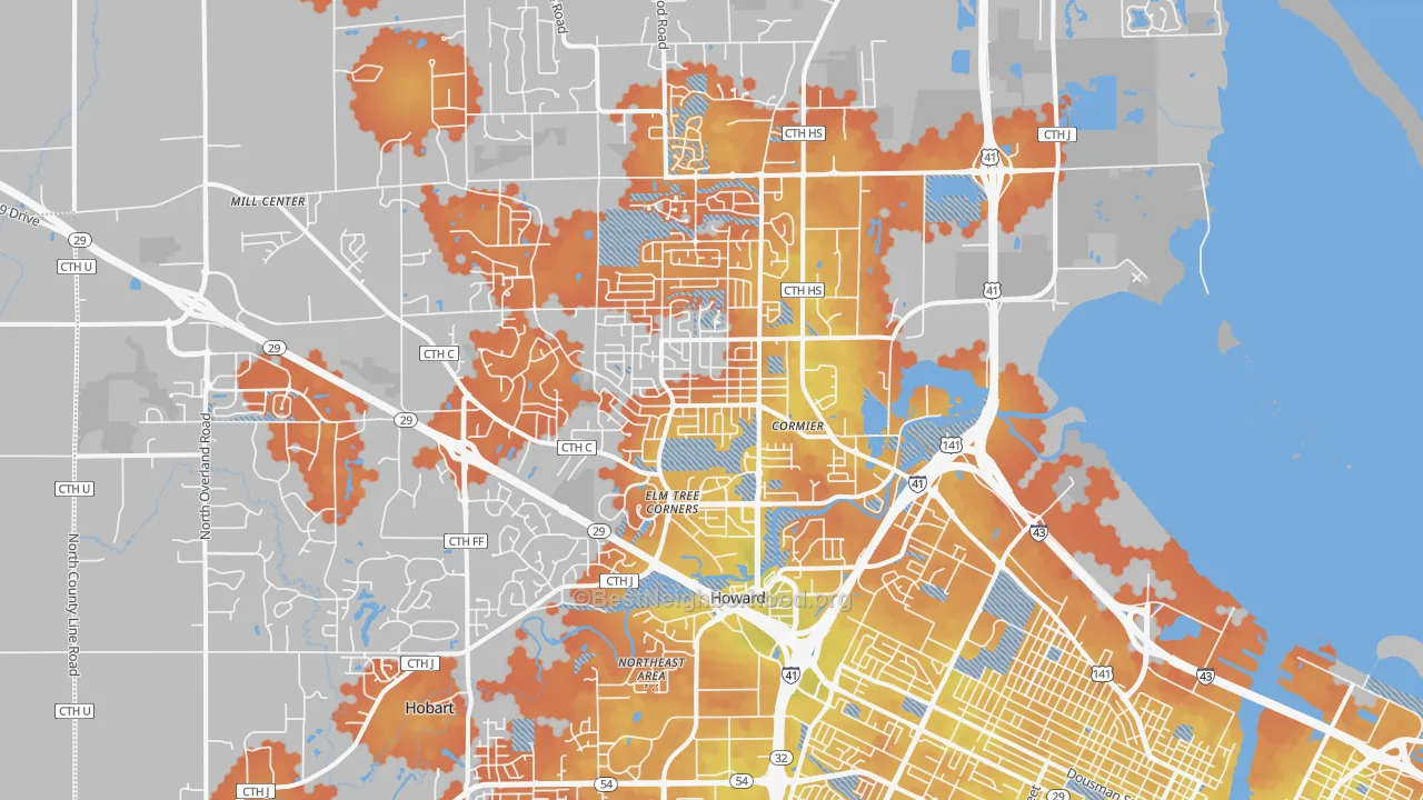 Bike Grade map of Howard, WI