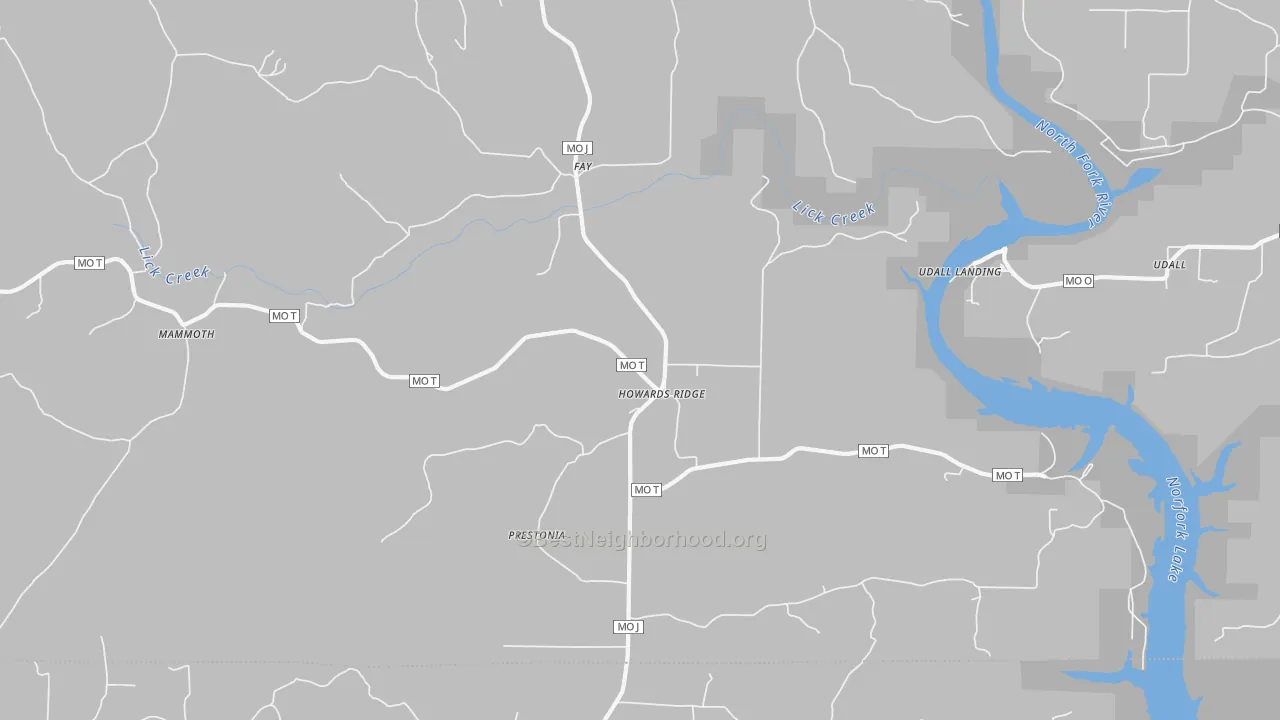 Bike Grade map of Howards Ridge, MO