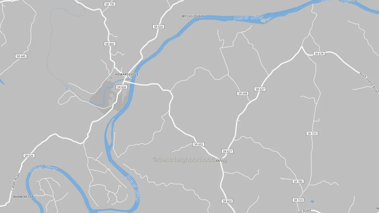 Bike Grade map of Howardsville, VA