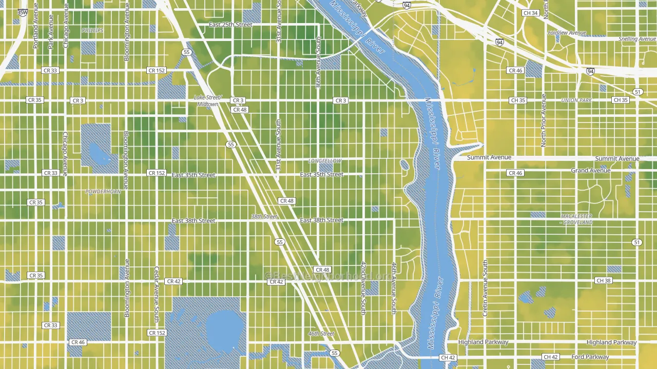Bike Grade map of Howe, Minneapolis, MN