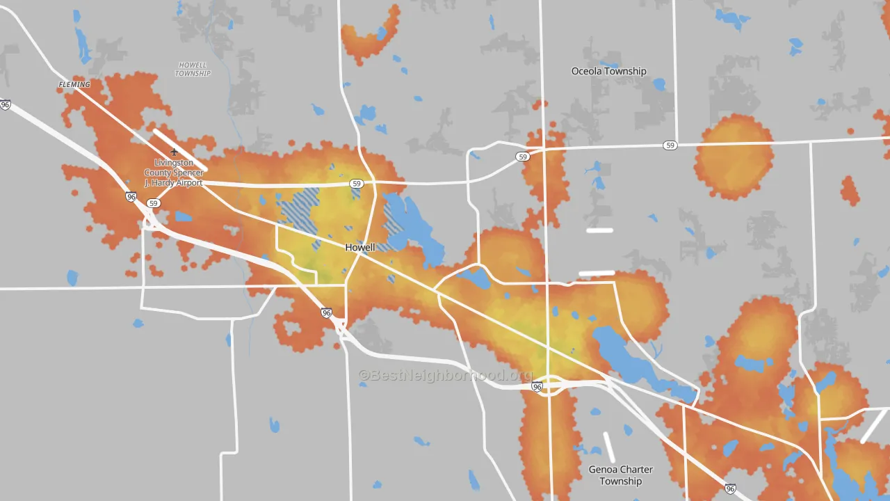 Bike Grade map of Howell, MI