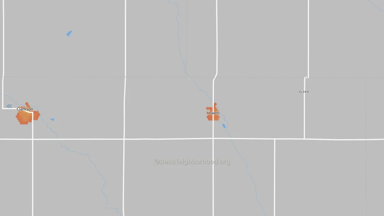 Bike Grade map of Howells, NE