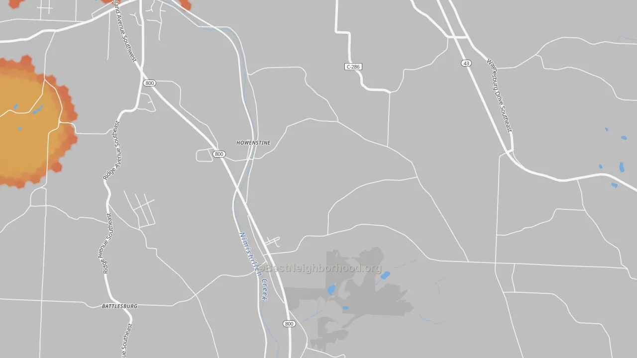 Bike Grade map of Howenstine, OH
