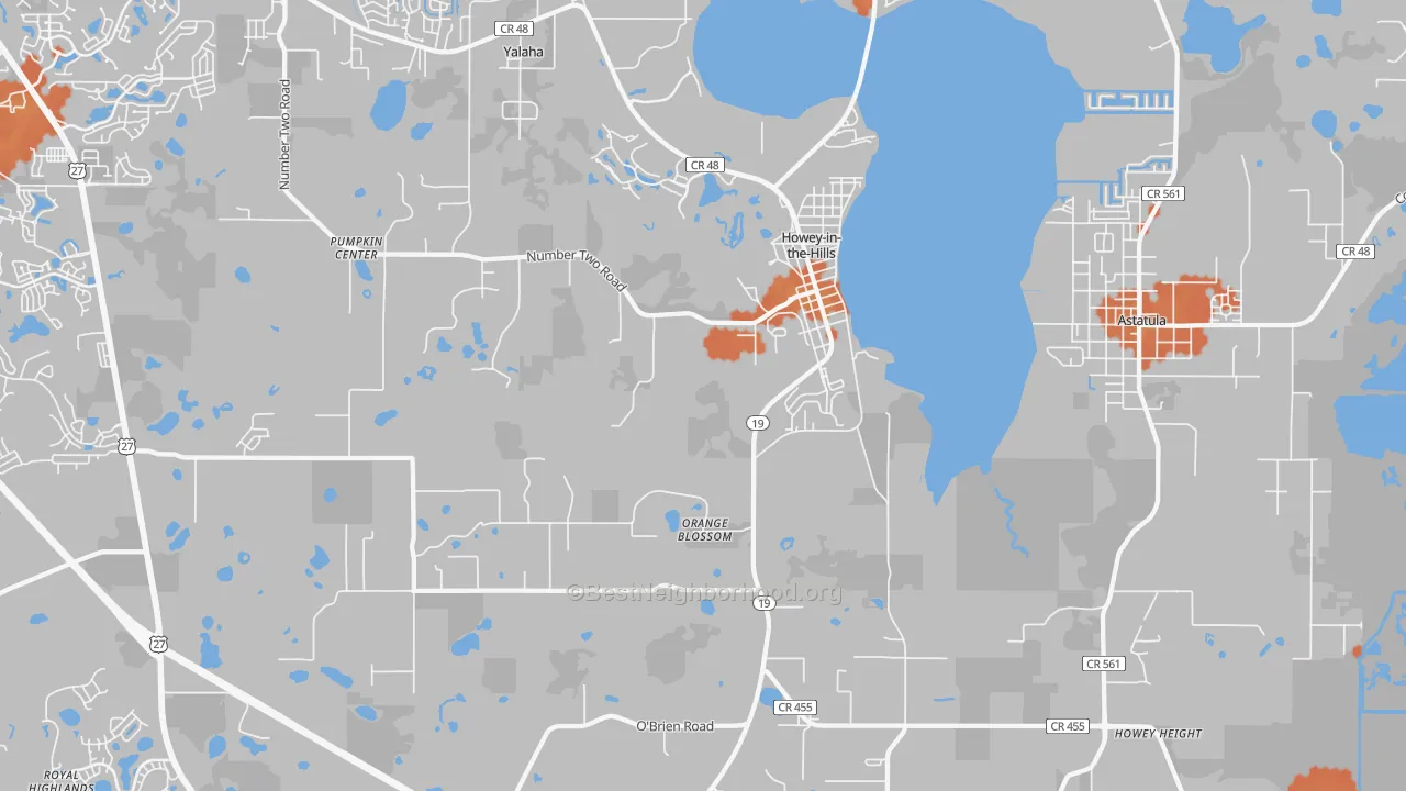 Bike Grade map of Howey-in-the-Hills, FL