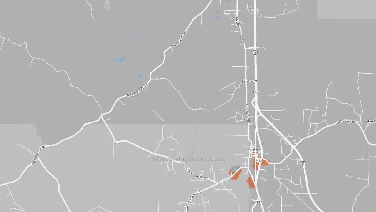 Bike Grade map of Howison, MS