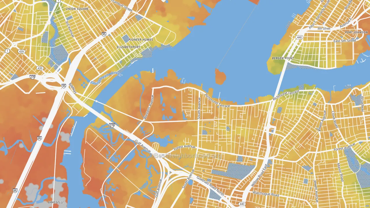 Bike Grade map of Howland Hook, Staten Island, NY