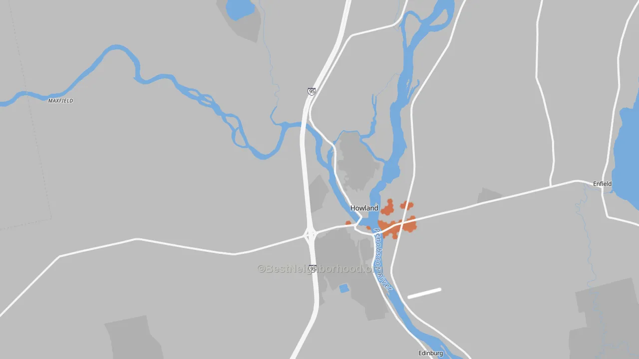 Bike Grade map of Howland, ME