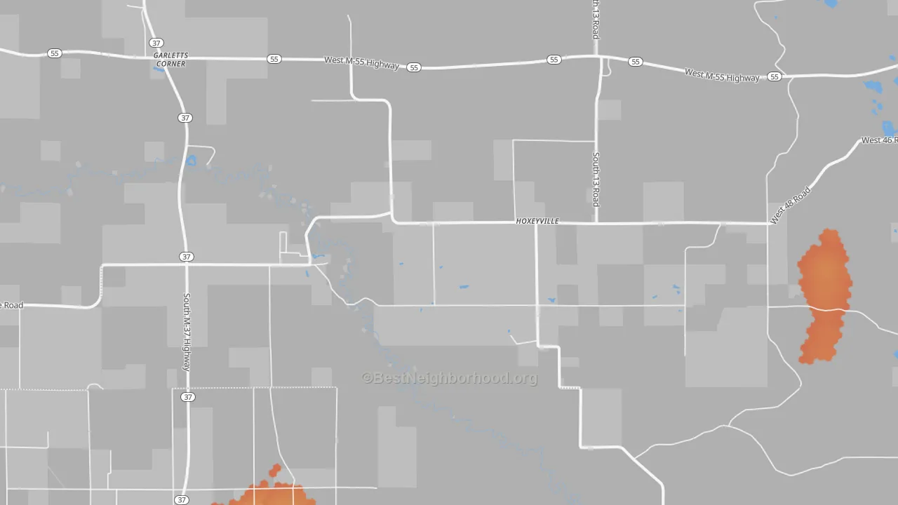 Bike Grade map of Hoxeyville, MI