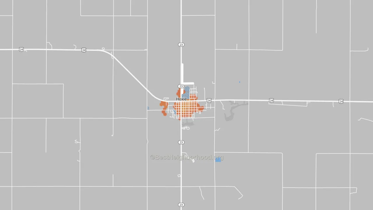 Bike Grade map of Hoxie, KS