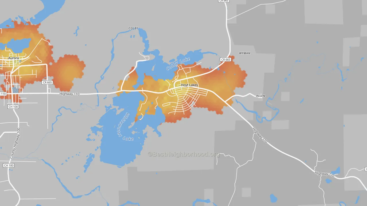 Bike Grade map of Hoyt Lakes, MN