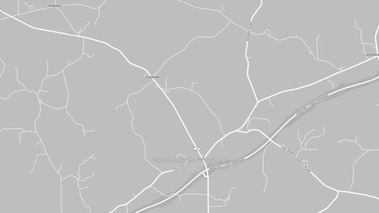 Bike Grade map of Hubbard, MS