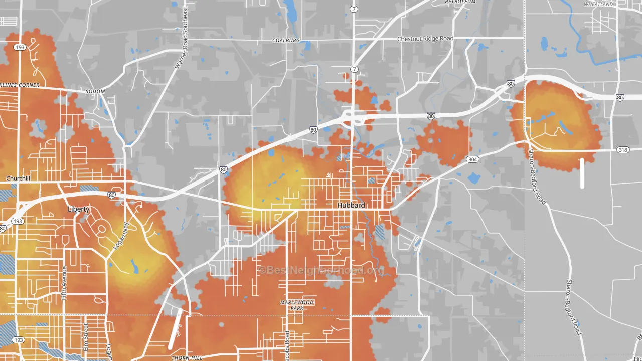 Bike Grade map of Hubbard, OH