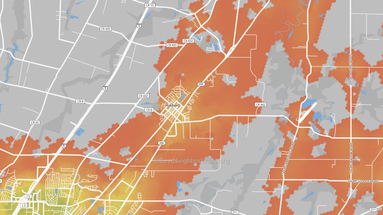 Bike Grade map of Hubbard, OR
