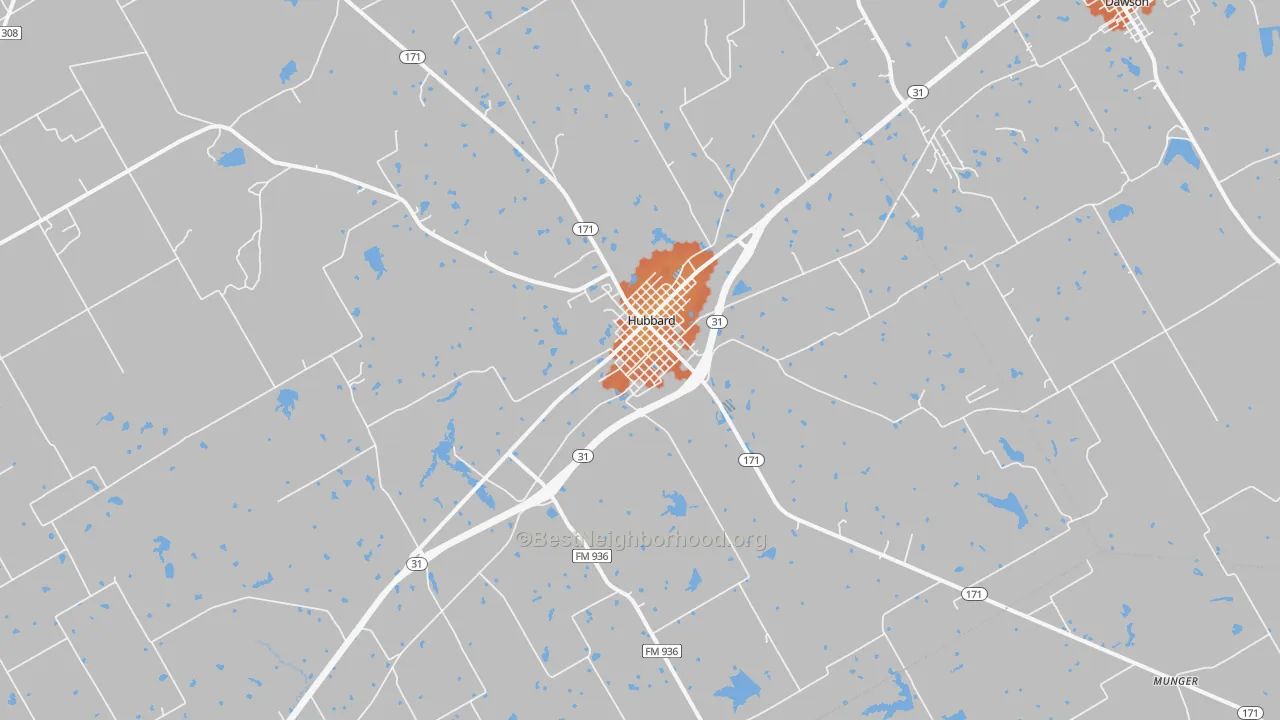 Bike Grade map of Hubbard, TX