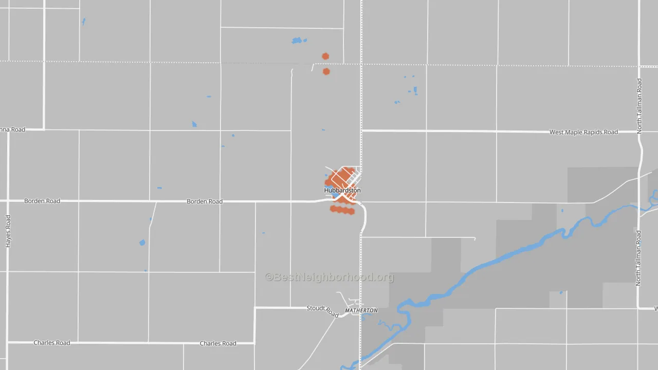 Bike Grade map of Hubbardston, MI