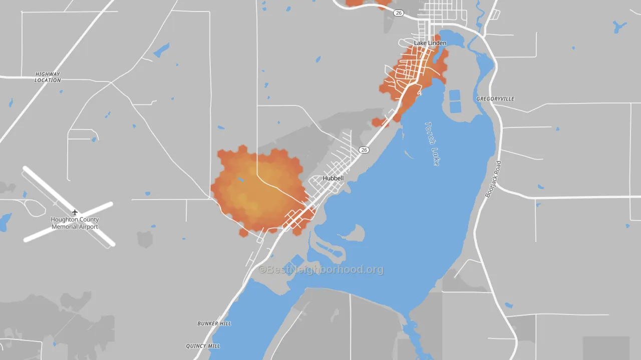 Bike Grade map of Hubbell, MI