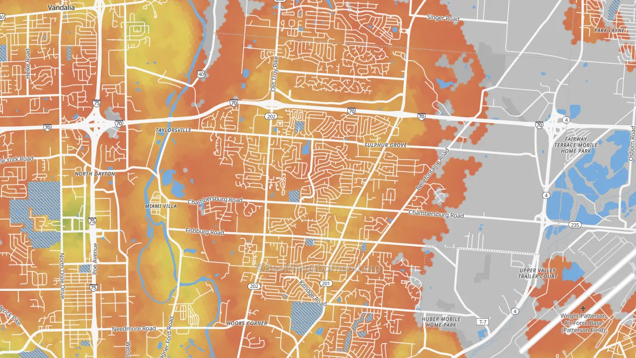 Bike Grade map of Huber Heights, OH