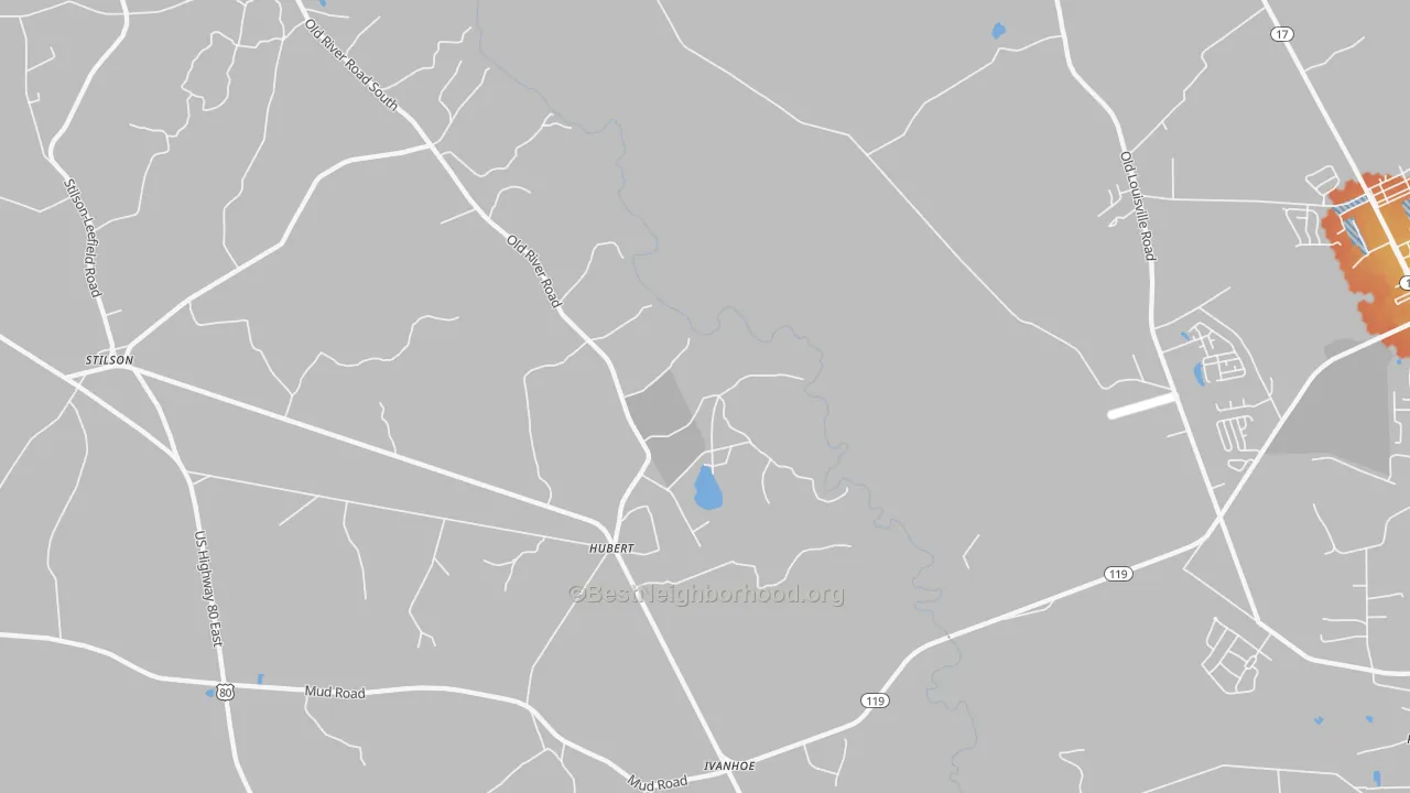 Bike Grade map of Hubert, GA