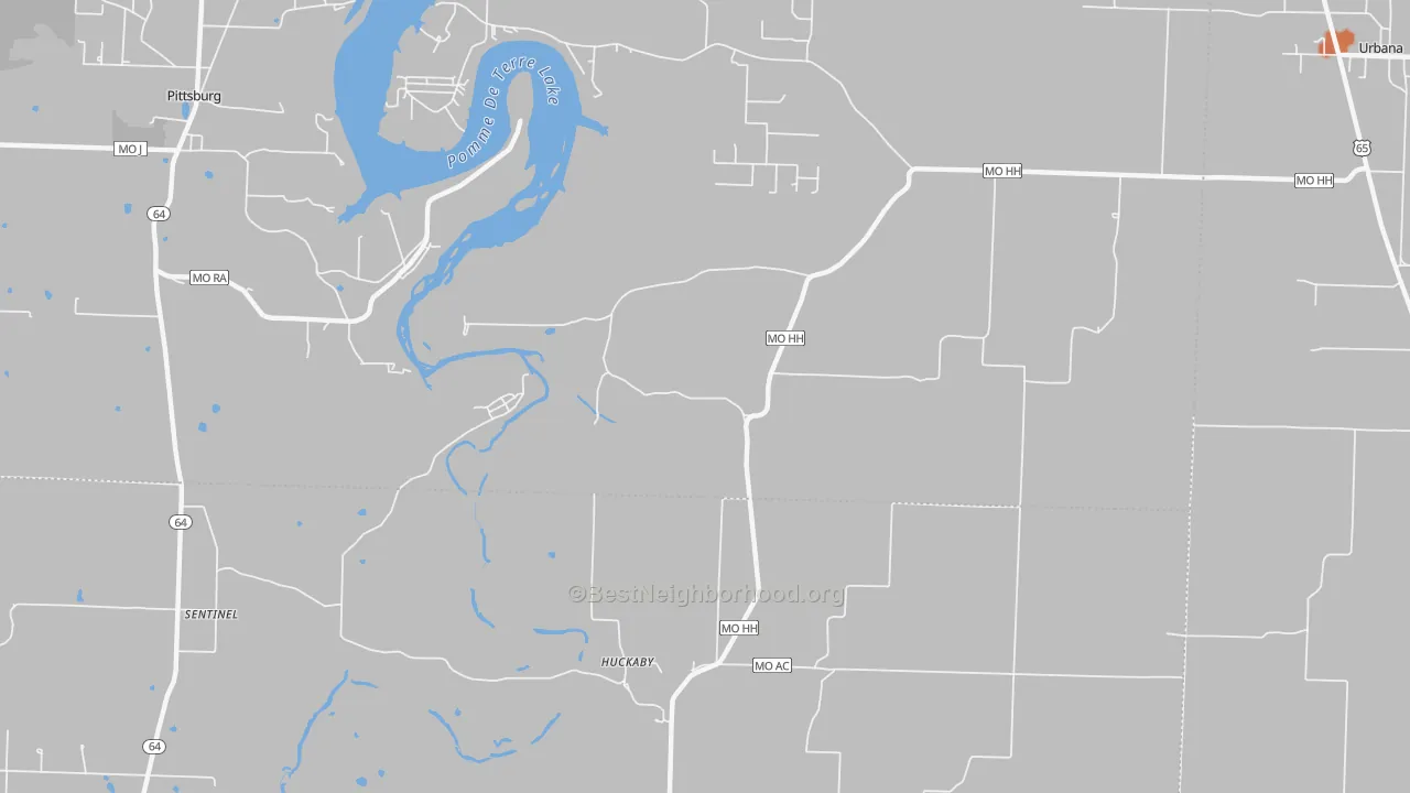 Bike Grade map of Huckaby, MO
