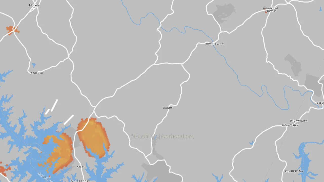 Bike Grade map of Huddleston, VA