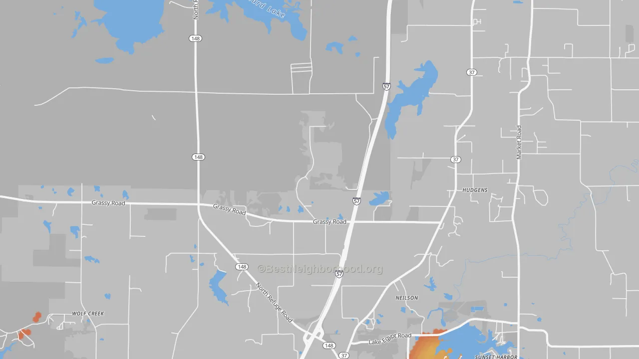 Bike Grade map of Hudgens, IL