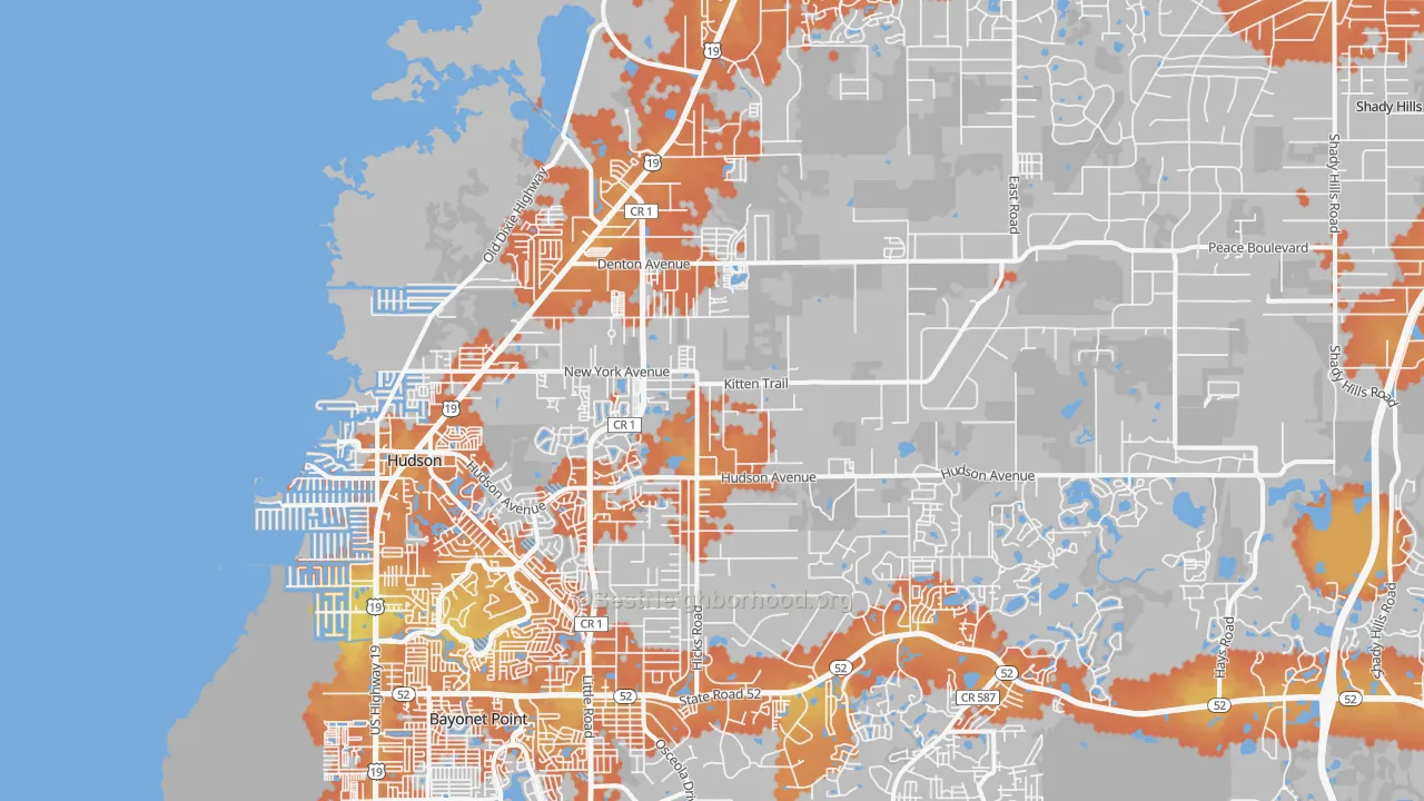 Bike Grade map of Hudson, FL