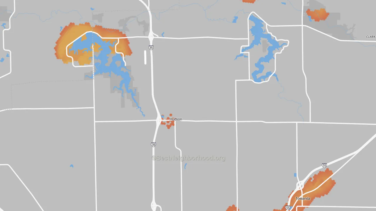 Bike Grade map of Hudson, IL