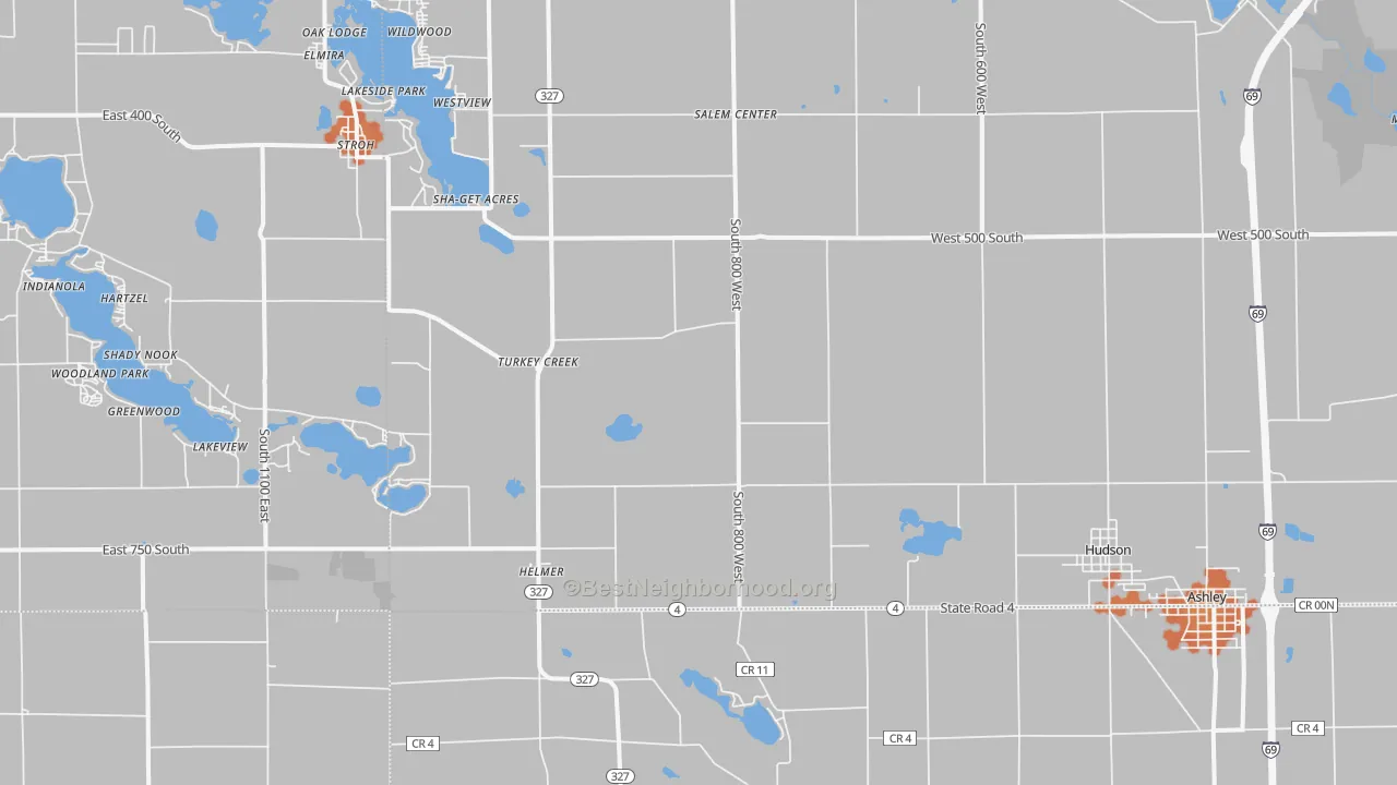 Bike Grade map of Hudson, IN