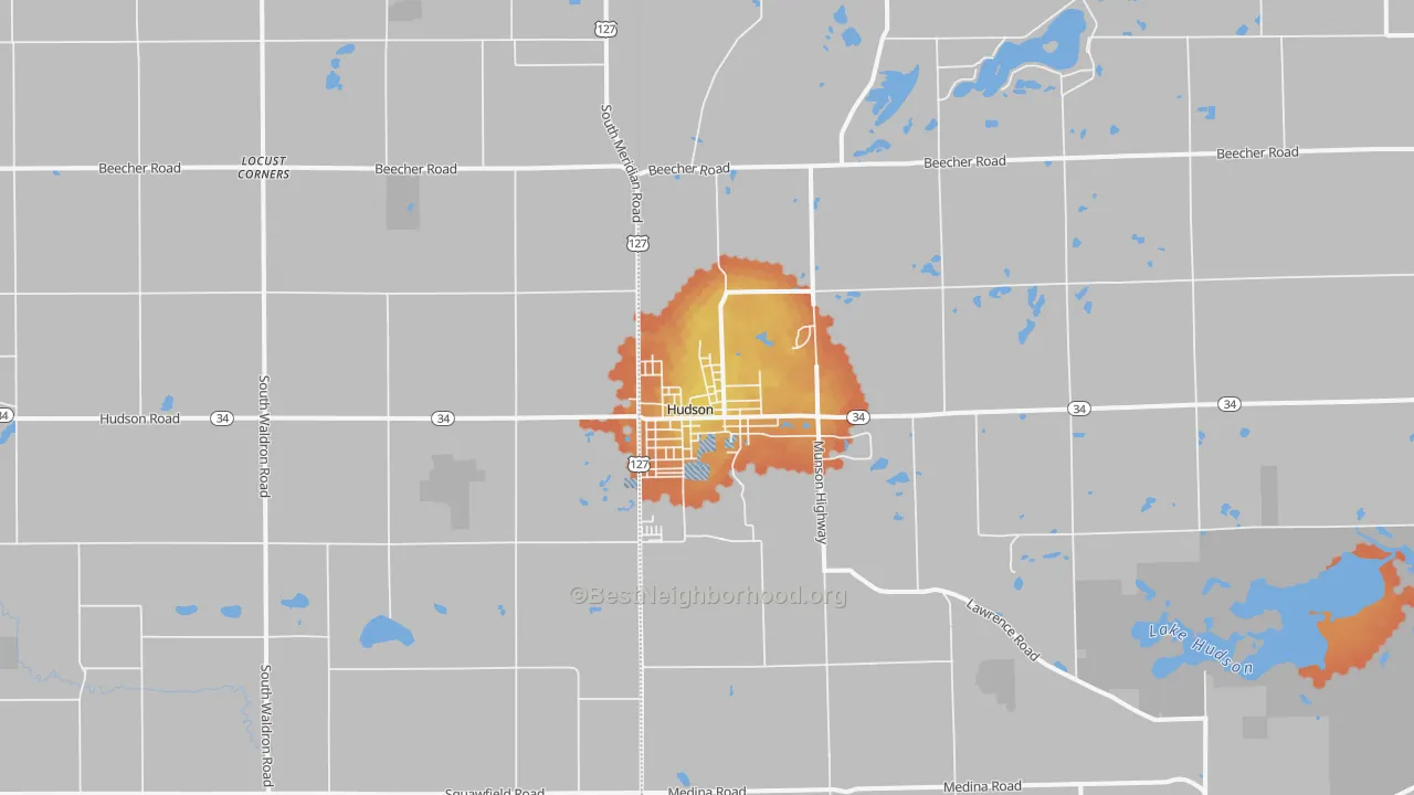 Bike Grade map of Hudson, MI