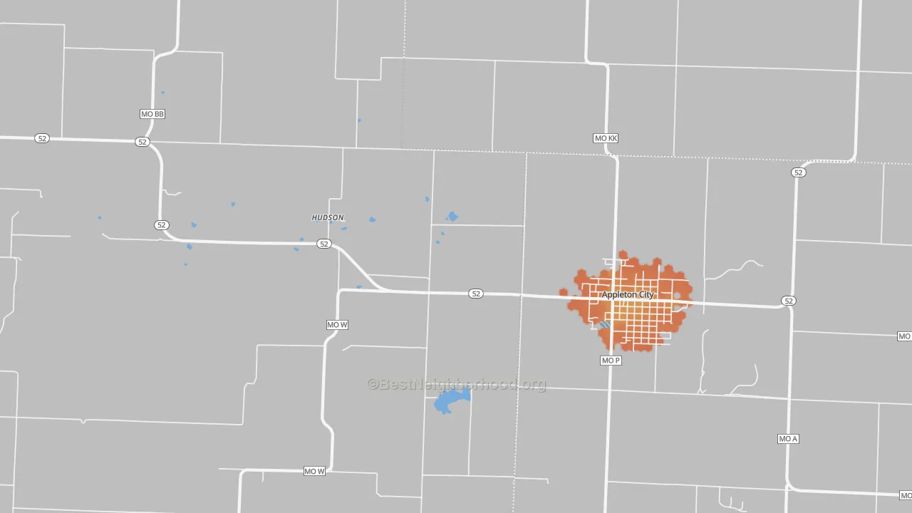 Bike Grade map of Hudson, MO