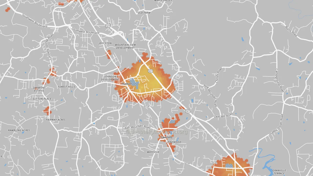 Bike Grade map of Hudson, NC