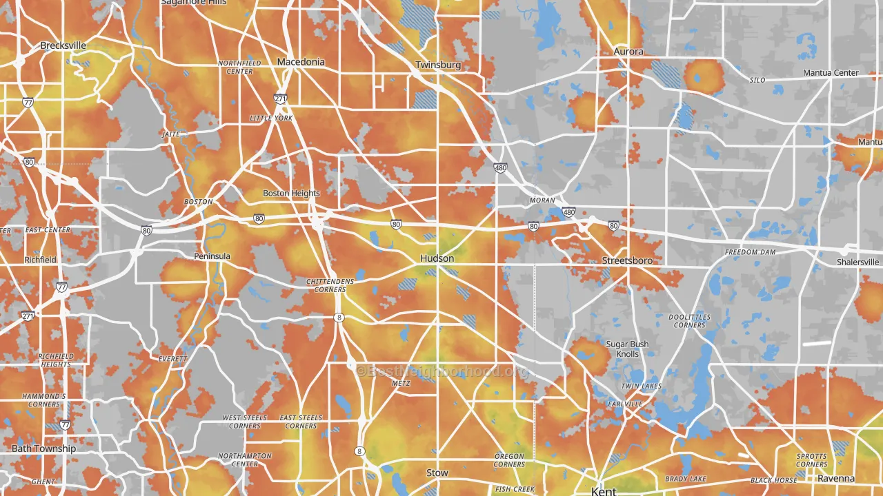 Bike Grade map of Hudson, OH