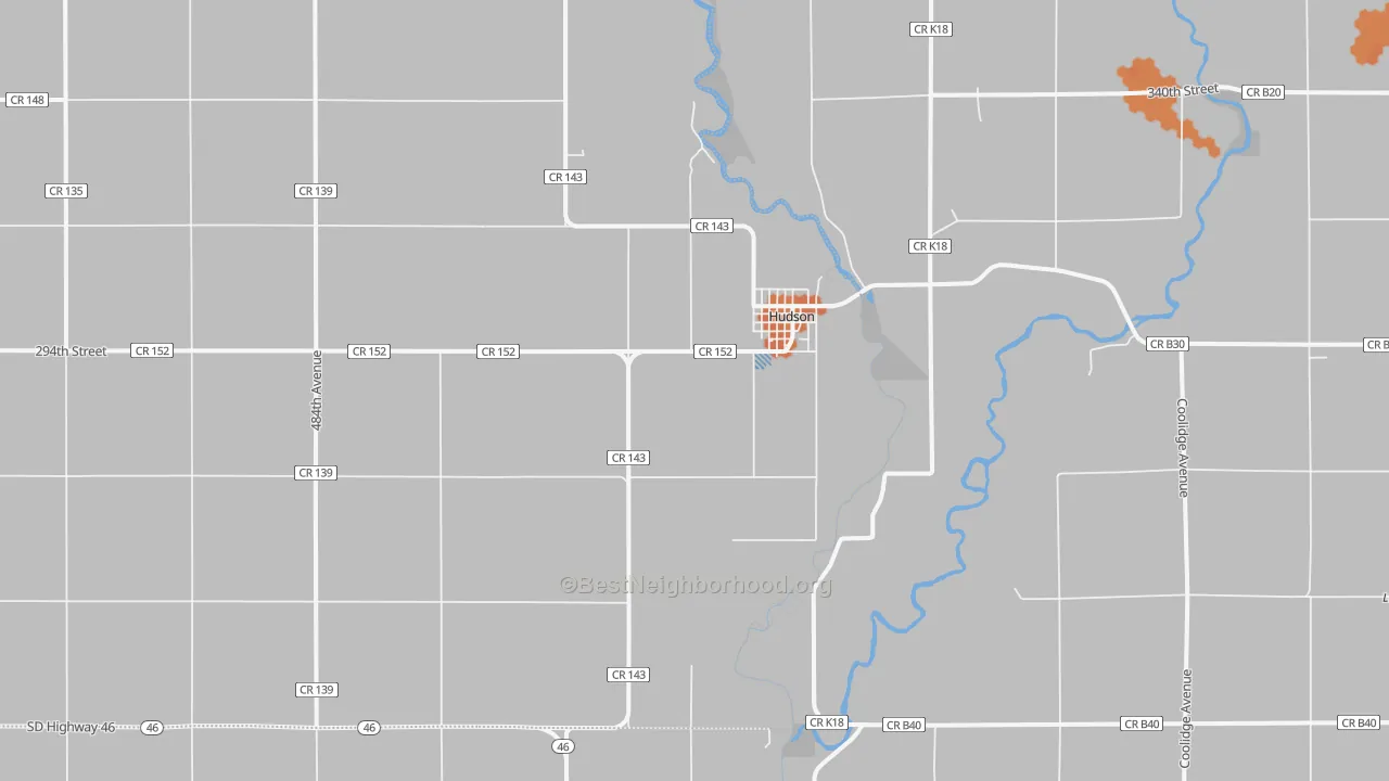 Bike Grade map of Hudson, SD