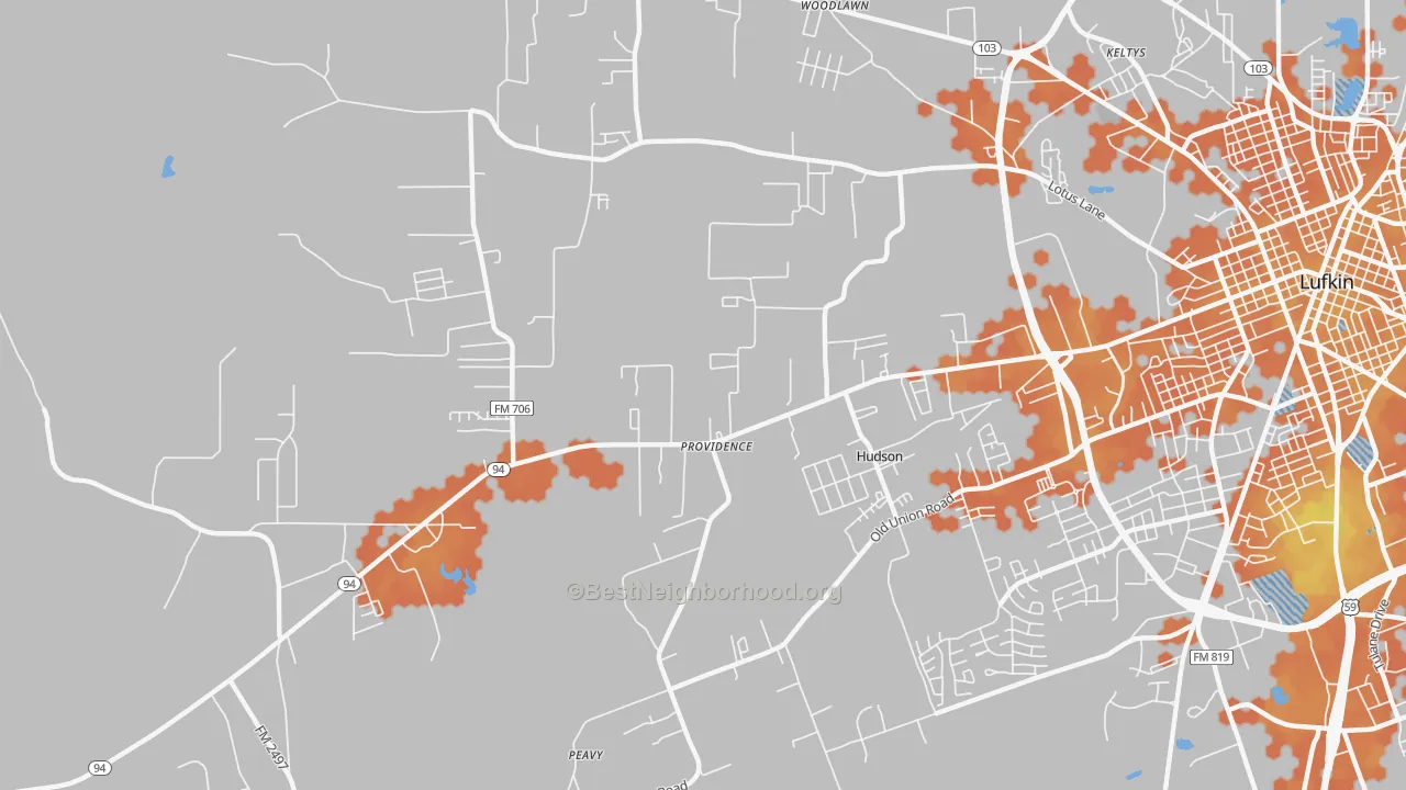 Bike Grade map of Hudson, TX