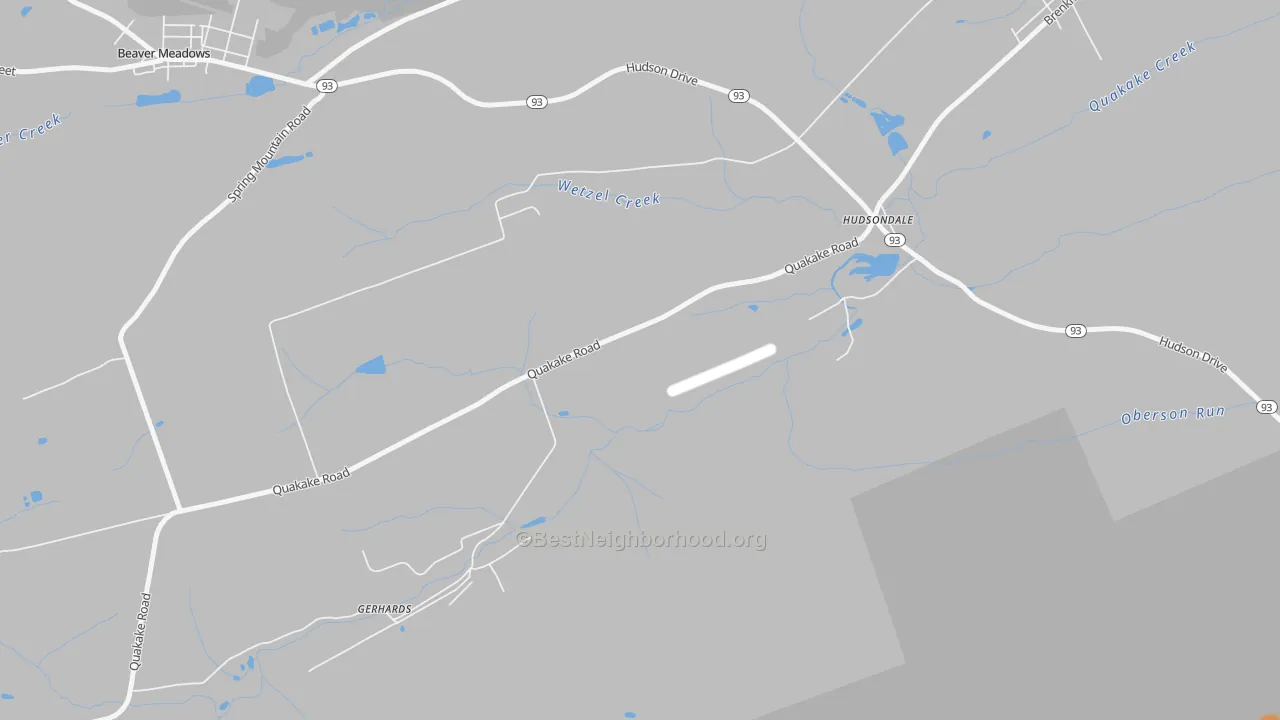 Bike Grade map of Hudsondale, PA