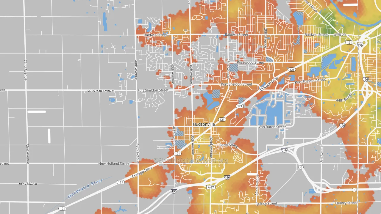 Bike Grade map of Hudsonville, MI