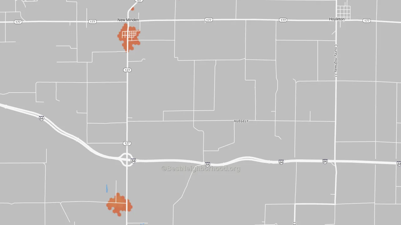 Bike Grade map of Huegely, IL
