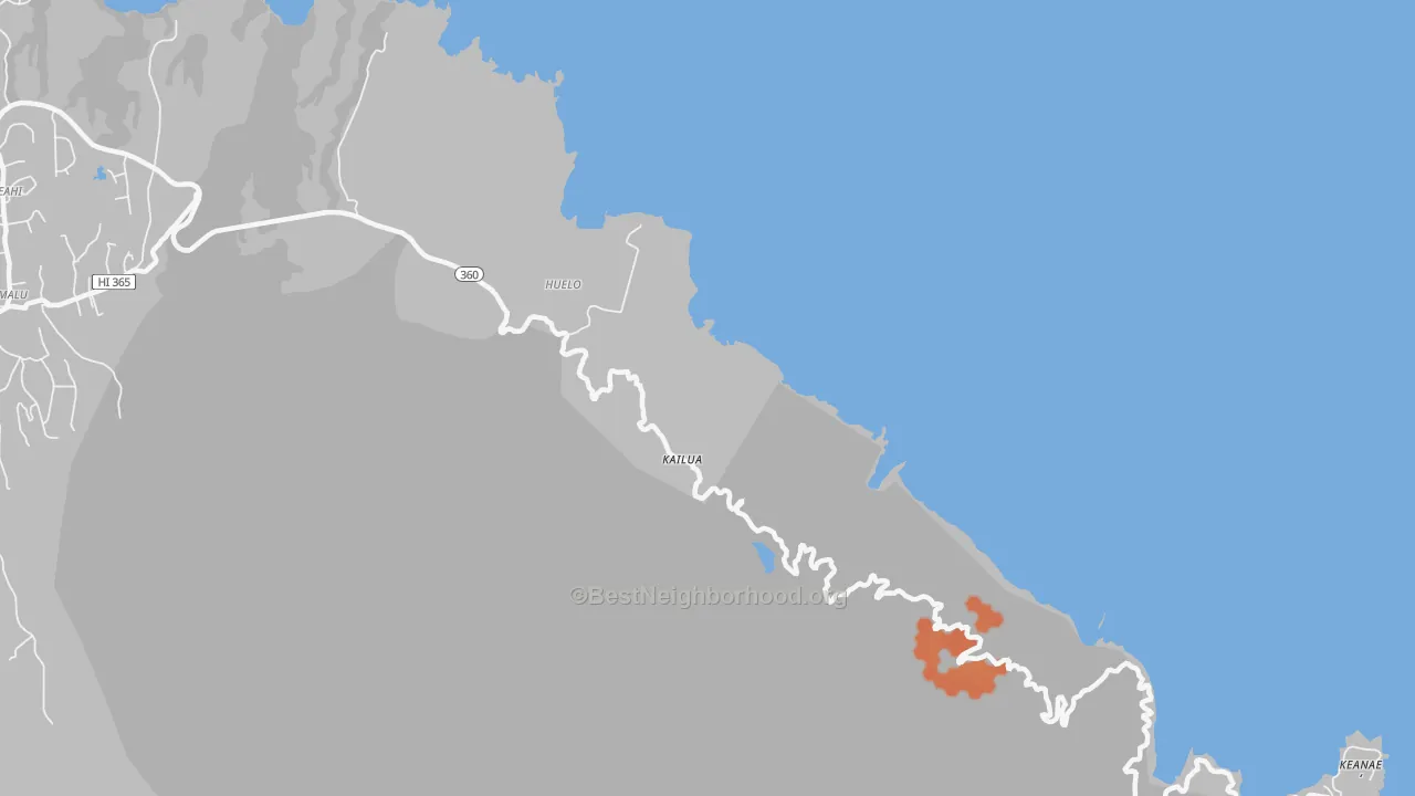 Bike Grade map of Huelo, HI