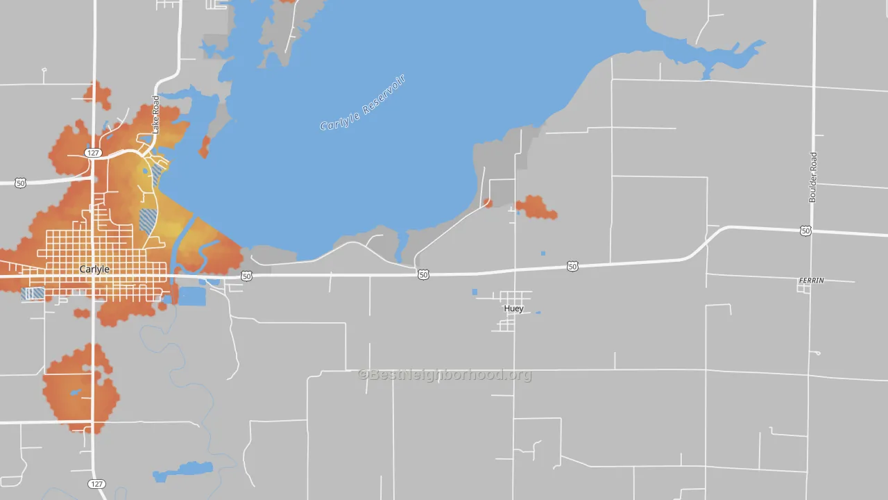 Bike Grade map of Huey, IL