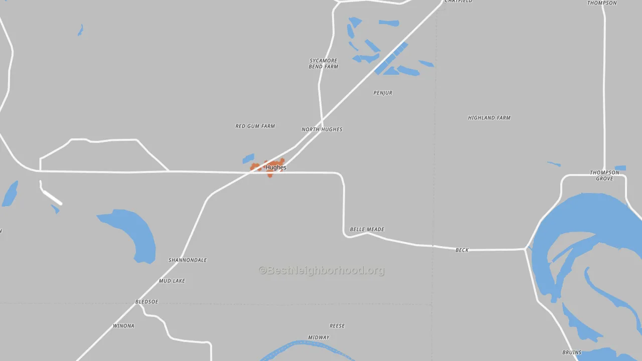 Bike Grade map of Hughes, AR