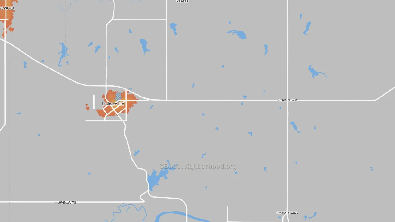 Bike Grade map of Hughes County, OK