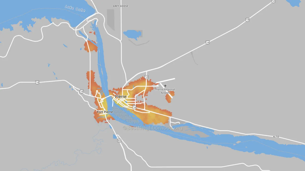 Bike Grade map of Hughes County, SD