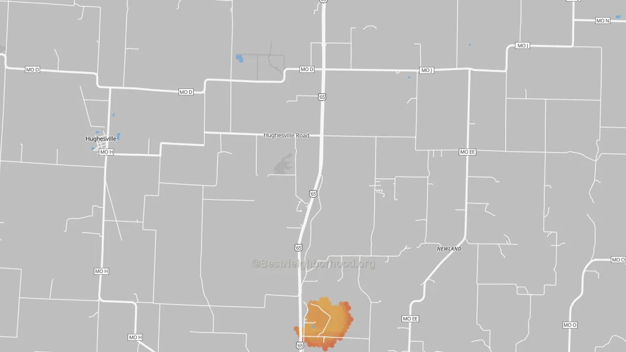 Bike Grade map of Hughesville, MO