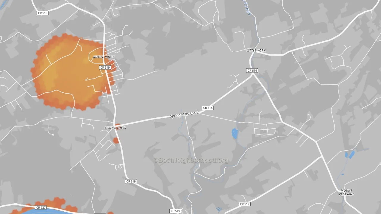Bike Grade map of Hughesville, NJ