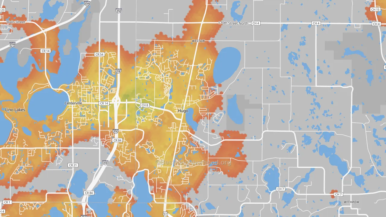 Bike Grade map of Hugo, MN