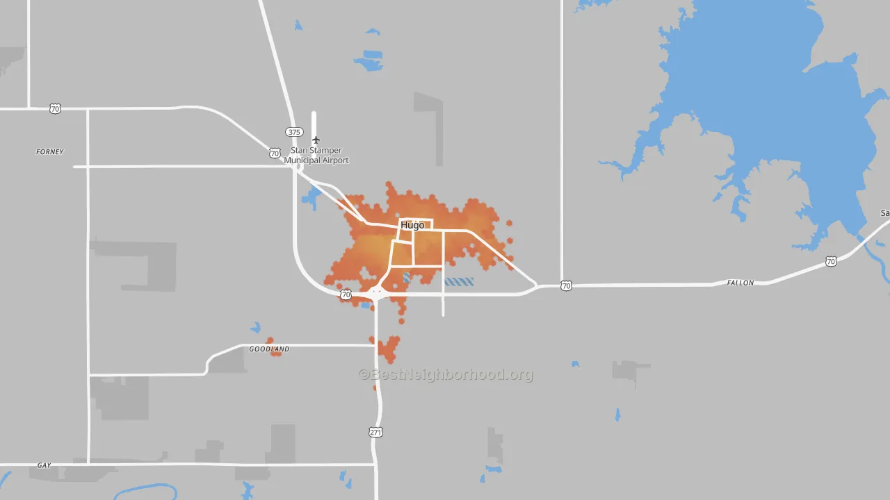 Bike Grade map of Hugo, OK