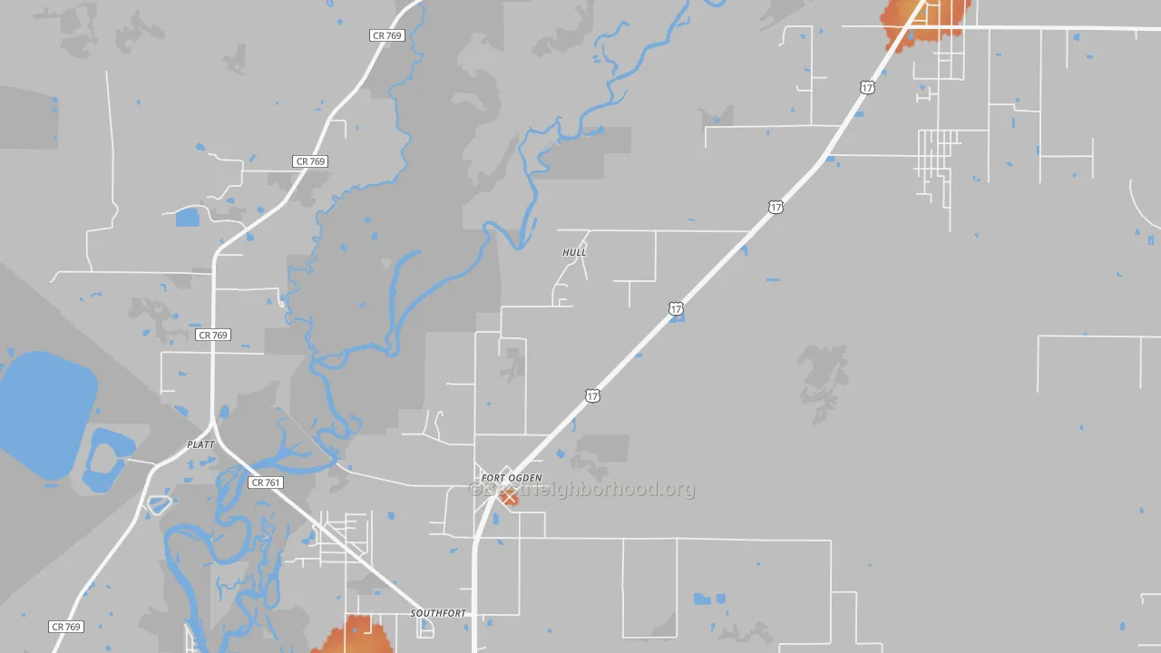 Bike Grade map of Hull, FL
